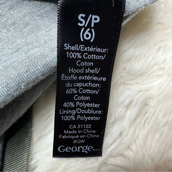 George Jacket Hooded Utility Style Green & Grey Size 6 - Picture 8 of 16